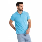 Koszulki męskie - Koszulka polo bawełniana dzianina pique jasnoniebieska OM-POSS-0103 V3 XXL - miniaturka - grafika 1