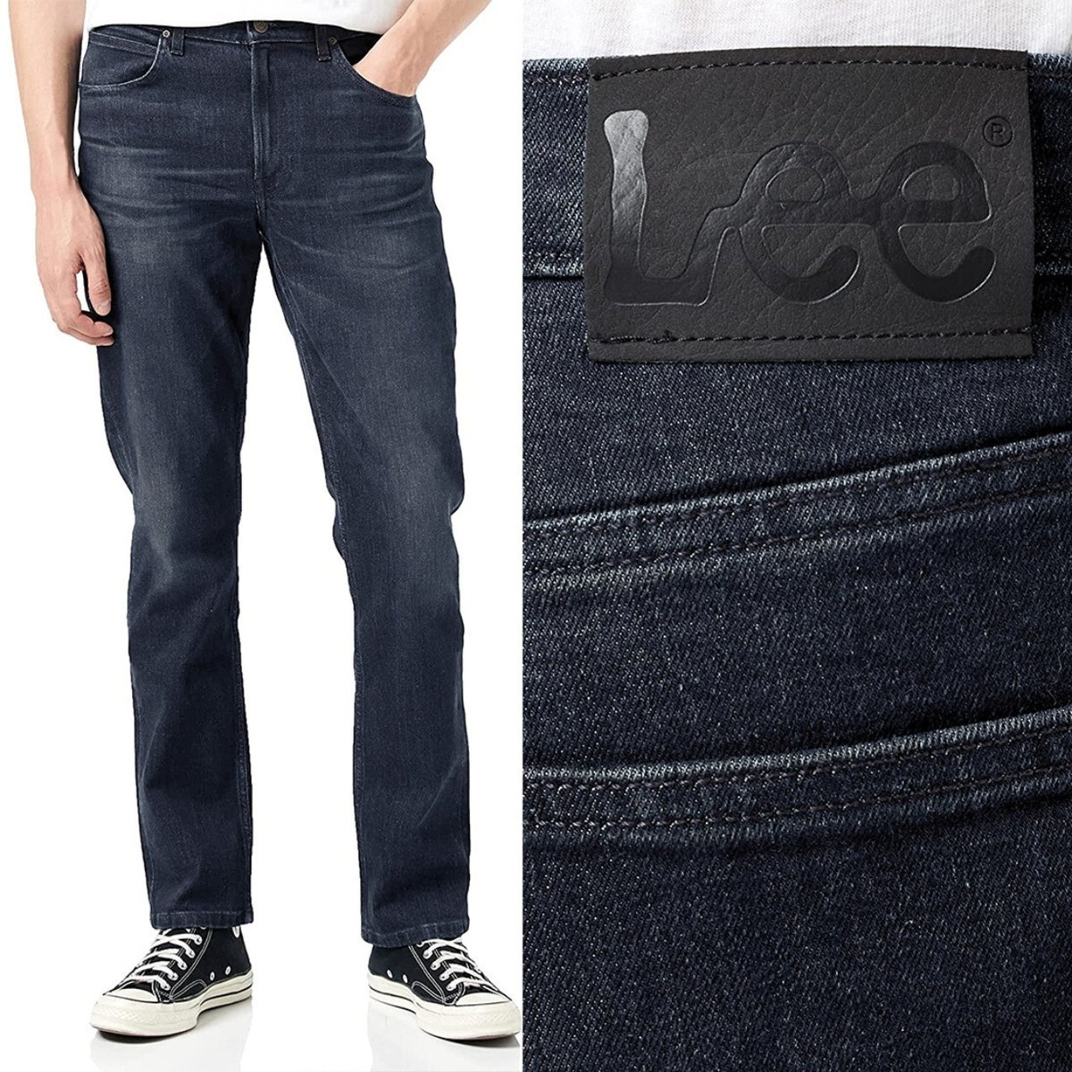 Lee BROOKLYN Washed Cement klasyczne proste szare spodnie jeansowe W32 L32
