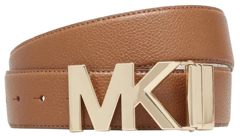 Pasek damski dwustronny MICHAEL KORS r. M brązowy w monogram MK skórzany