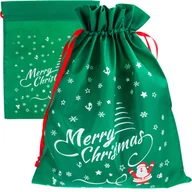 Ozdoby bożonarodzeniowe - Worek Mikołaja Na Prezenty Pod Choinkę Mikołajki Duży Zielony Eko - miniaturka - grafika 1