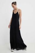 Sukienki - Superdry sukienka kolor czarny maxi rozkloszowana - miniaturka - grafika 1