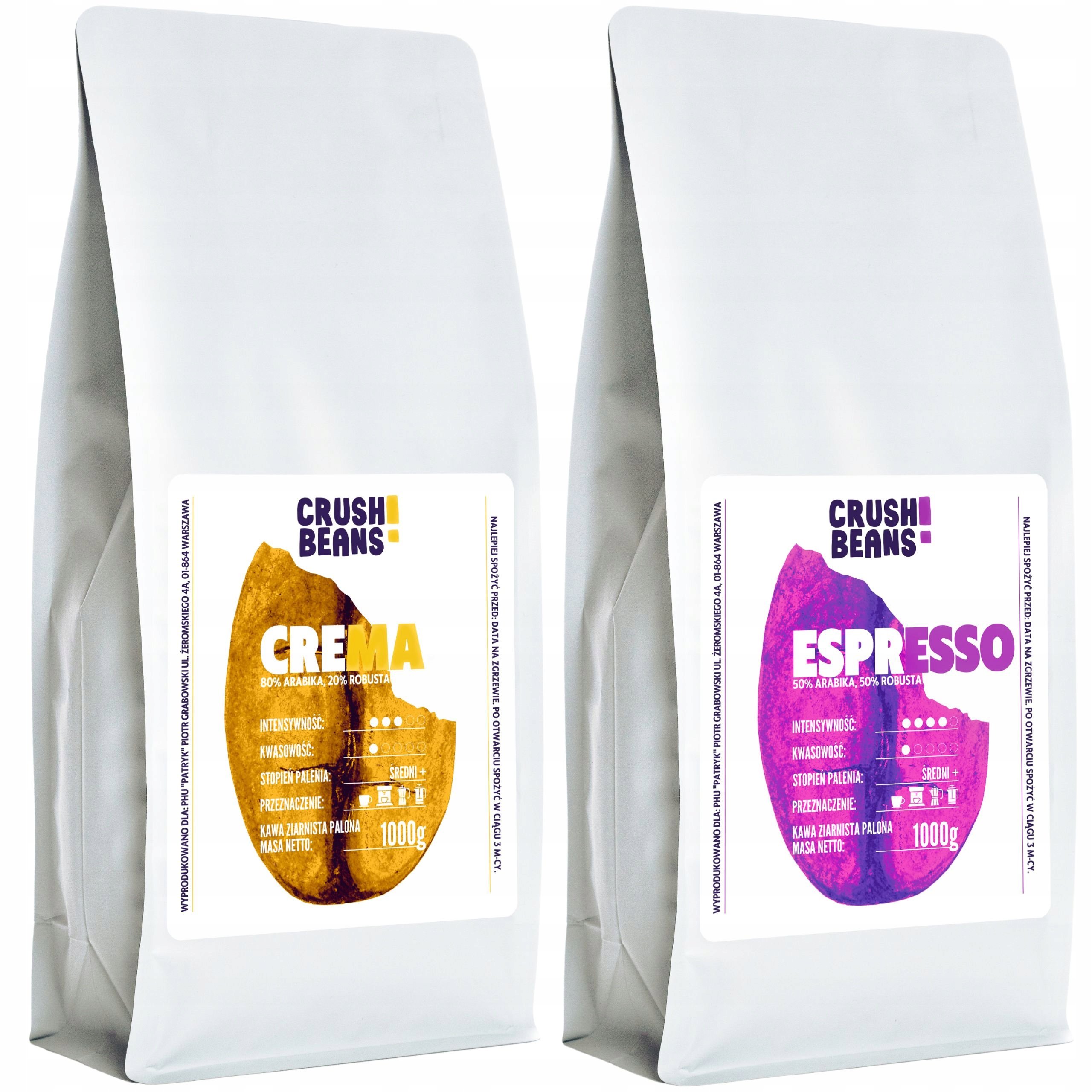 Kawa mielona 2kg Crema+espresso Crush Beans MIX