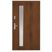 Drzwi zewnętrzne - Drzwi zewnętrzne aluminiowo stalowe wejściowe Titanium orzechowe 90 lewe Wiśniowski - miniaturka - grafika 1