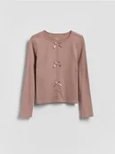 Bluzki dla dziewczynek - Reserved - Koszulka z kokardkami - beżowy - miniaturka - grafika 1