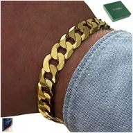 Bransolety męskie - BRANSOLETKA ZŁOTA MĘSKA 925/585 SREBRO 22cm/11,5mm GRUBA SZEROKA + DARMOWE DODATKI - miniaturka - grafika 1