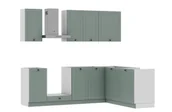 Meble kuchenne - Zestaw Mebli Kuchennych Bergamo 245X165 Cm L/P Mdf Folia Miętowy Mat Miętowy Mat Cichy Domyk Hettich - miniaturka - grafika 1