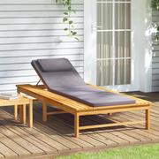 Leżaki ogrodowe - vidaXL Leżak z poduszkami, ciemnoszary, lite drewno akacjowe - miniaturka - grafika 1