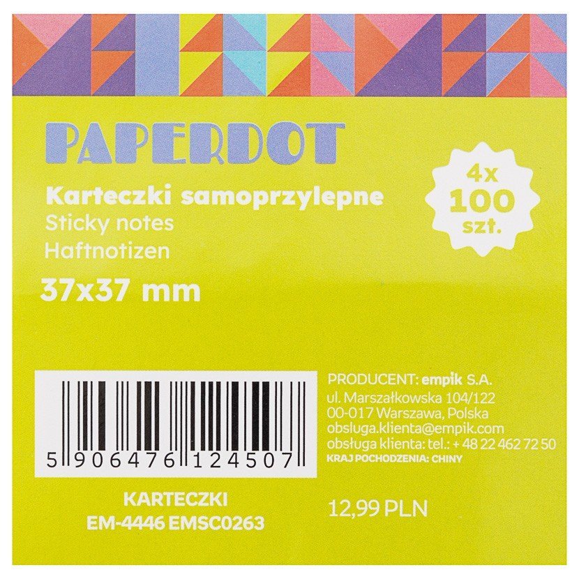 Paperdot, Karteczki indeksujące neonowe, 4 kolory