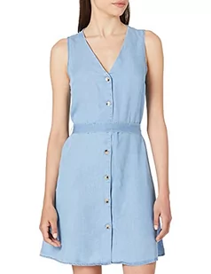 VERO MODA Damska minisukienka z dekoltem w kształcie litery V, jasnoniebieski (light blue denim), L - Sukienki - miniaturka - grafika 1