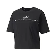 Koszulki i topy damskie - PUMA Damska koszulka Power Tape, czarna, L, Czarny, L - miniaturka - grafika 1