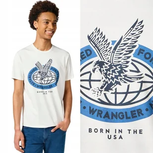 Wrangler AMERICANA TEE Worn BIAŁY T-SHIRT BAWEŁNIANA KOSZULKA NADRUK XXL - Koszulki męskie - miniaturka - grafika 1