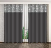 Zasłony - Zasłona gotowa na żabki, 140x250, grafitowa w liście, ZMHB-22 - miniaturka - grafika 1