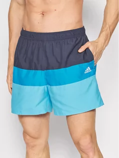 Kąpielówki męskie - Adidas Szorty kąpielowe Length Colorblock HA0381 Niebieski Regular Fit - grafika 1