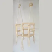 Namioty i tipi dla dzieci - Majsternia Zabawek, Huśtawka Kubełkowa Z Toczonych Drążków Natural Drewniana - miniaturka - grafika 1