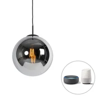 Lampy sufitowe - QAZQA Inteligentna lampa wisząca czarna z dymionym szkłem 30 cm z WiFi ST64 - Pallon - miniaturka - grafika 1
