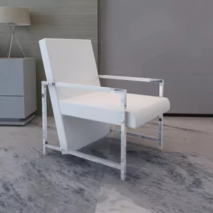 vidaXL Biały fotel z chromowanymi elementami - Fotele - miniaturka - grafika 1