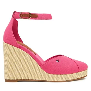 Półbuty Tommy Hilfiger Flag High Wedge Espad Closed Toe FW0FW08494 Różowy - Półbuty damskie - miniaturka - grafika 1