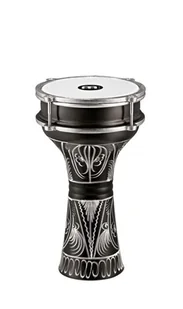 Meinl Percussion meinl Percussion HE-122 aluminium Darbuka (handgraviert), z tworzywa sztucznego futra, średnica 16,51 cm (6,5 cala), srebrny HE-122 - Instrumenty perkusyjne - miniaturka - grafika 1