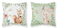 Pościel dla dzieci - Poszewka 40x40 Wiewiórka zajączek biała zielona PSBA Mayamoo - miniaturka - grafika 1