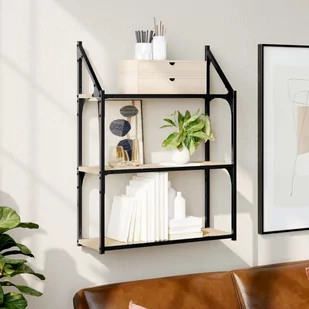 vidaXL Regał ścienny z 3 półkami, dąb sonoma, 60x21x78,5 cm - Półki do salonu - miniaturka - grafika 1