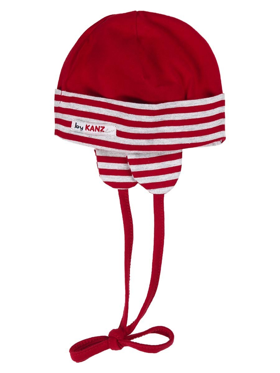 Niemowlęca czapka wiązana czerwona Kanz r.43