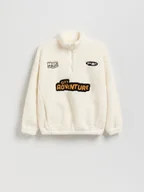 Bluzy dla chłopców - Reserved - Polarowa bluza ze stójką - złamana biel - miniaturka - grafika 1