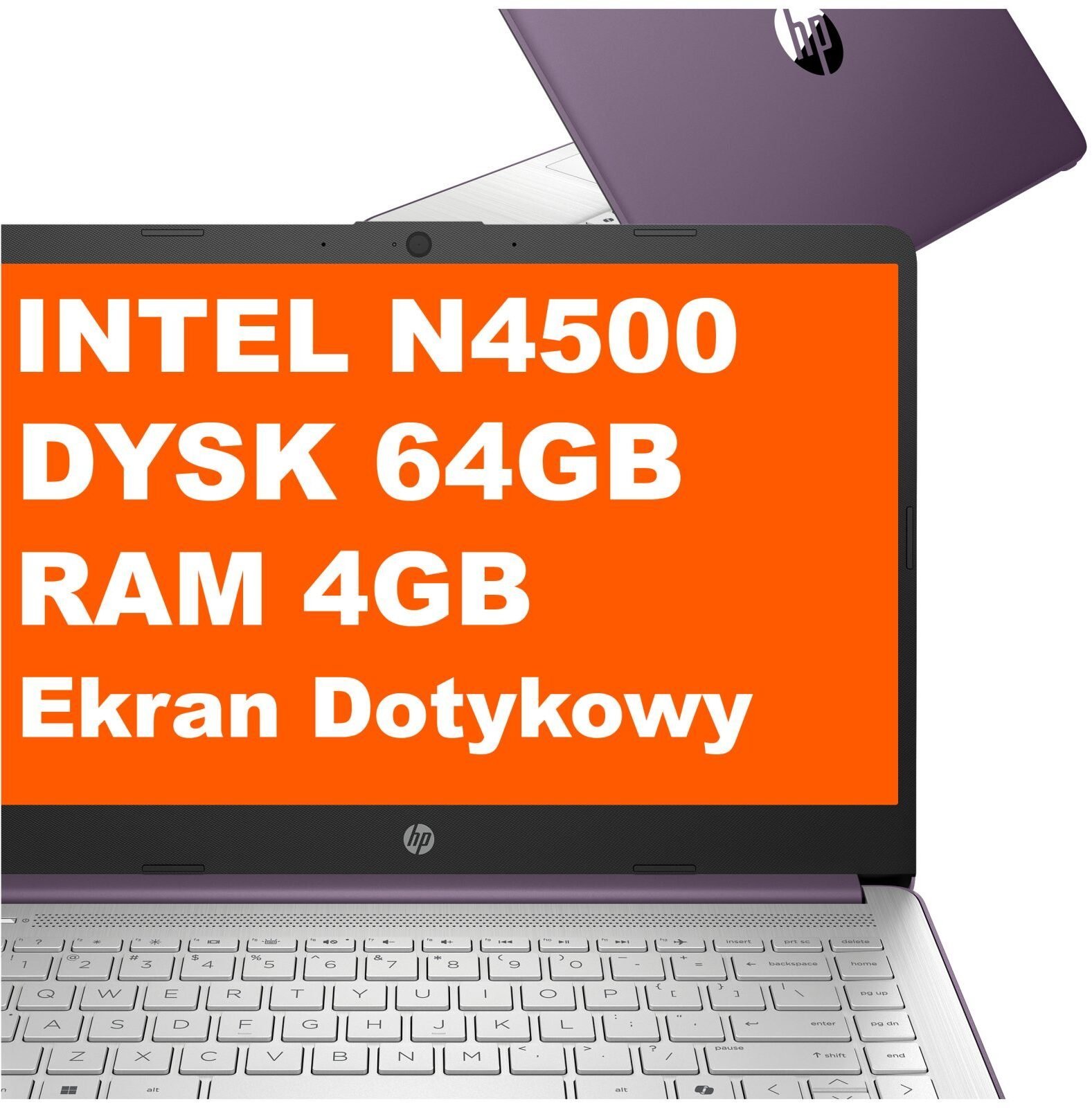 HP 14-dq3024ds / BK1Q5UA / Intel N4500 / 4GB / 64GB eMMC / Intel UHD / HD / Dotyk / Win 11 / Fioletowy