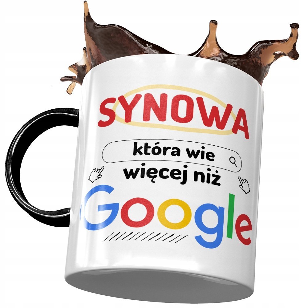 Kubek Czarny Dla Synowej Żony Syna na Prezent z Nadrukiem ze Zdjęciem + Opakowanie na prezent (wzór 01)