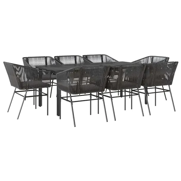 Zestaw mebli ogrodowych czarny, 200 x 100 x 74 cm, krzesła 63 x 63 x 83 cm