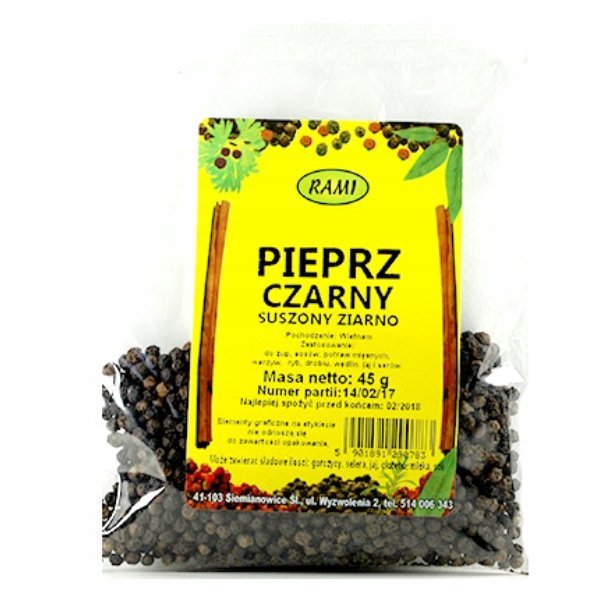 Pieprz czarny ziarno 45g Rami