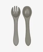 Sztućce dla dzieci - TRYCO ŁYŻECZKA+WIDELEC SILIKON OLIWKOWO SZARY 8720289396664 - miniaturka - grafika 1