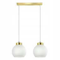 Lampy sufitowe - Lampa Wisząca Sufitowa Żyrandol Złota Szklane Białe Kule Glass BZ2 LED E27 - miniaturka - grafika 1