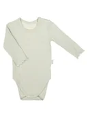 Body dla niemowląt - Niemowlęce body na długi rękaw z falbanka oliwkowe Nicol,r.74 - miniaturka - grafika 1