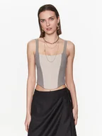 Koszulki i topy damskie - Patrizia Pepe Top 8C0589/A215-F1PZ Beżowy Slim Fit - miniaturka - grafika 1