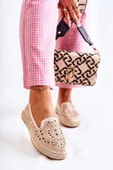 Espadryle damskie - Espadryle Wsuwane Ażurowe Damskie Beżowe Meredith - Zazoo - miniaturka - grafika 1