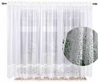 Firany - Firana Gotowa Gładka Z Gipiurą 170x400 Firany Gotowe Z Koronką Długie Salon - miniaturka - grafika 1