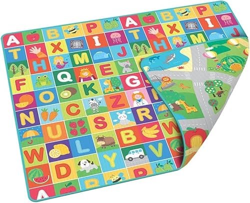 Sport1 Tappeto Bambini Side Parco, Dywan Dziecięcy Madmat 2 Twarze Alfabet i Park, Wielobarwny, 35 EU, Wielobarwny, 35 EU