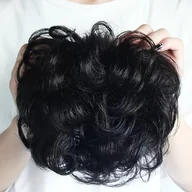 Pozostałe akcesoria fryzjerskie - TEMU Kręcone Włosy Topper z Grzywką dla Kobiet - Syntetyczne, Klipsy do Włosów Przerzedzających - miniaturka - grafika 1