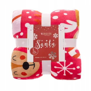 Koc 150 x 200 Mikrofibra Santa Świąteczny Czerwień - Koce - miniaturka - grafika 1