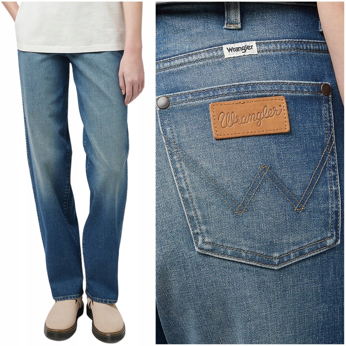 Wrangler MOM STRAIGHT Stride proste damskie spodnie jeansowe W27 L34