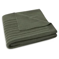 Koce i narzuty dla dzieci - Jollein kocyk do wózka fotelika i kołyski tkany 100x75 cm PURE KNIT GOTS Leaf Green - miniaturka - grafika 1
