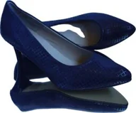 Czółenka - BnW Skórzane granatowe czółenko na szpilce - miniaturka - grafika 1