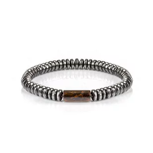 Bransoletka koraliki w kolorze srebrnym EM 26 - EM Men's Accessories - Bransolety męskie - miniaturka - grafika 1
