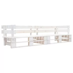 vidaXL 2-osobowa sofa ogrodowa z palet, biała, drewno FSC - Ławki ogrodowe - miniaturka - grafika 1