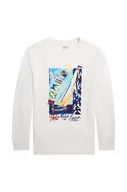 Bluzki dla chłopców - Polo Ralph Lauren longsleeve bawełniany dziecięcy kolor biały z nadrukiem - miniaturka - grafika 1