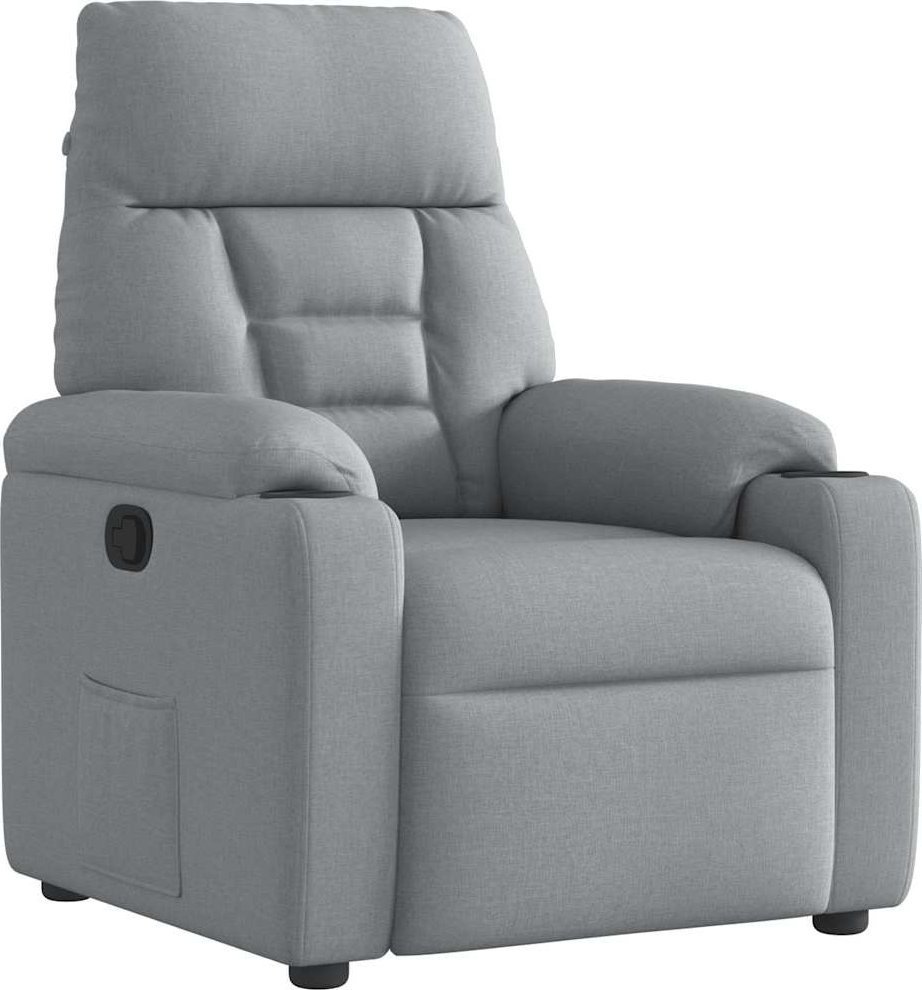 vidaXL Fotel rozkładany, jasnoszary, tapicerowany tkaniną