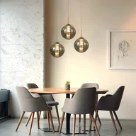 Lampy stojące - NETTLIFE Szara szklana lampa wisząca, średnica 28 cm, G9, 3 światła, nowoczesna kolorowa lampa stołowa do jadalni, lampa do salonu i kuchni - miniaturka - grafika 1