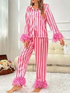 Piżamy damskie - Piżama damska w stylu glamour - Różowy - miniaturka - grafika 1