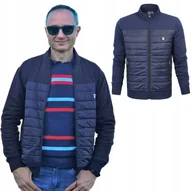 Kurtki męskie - BLUZA Męska KURTKA Przejściowa Pikowana Bez Kaptura GRANATOWA Pako Jeans - miniaturka - grafika 1