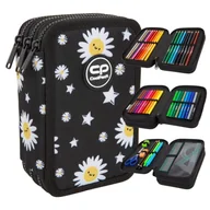 Piórniki - Coolpack Jumper 3 Piórnik Z Wyposażeniem Trzykomorowy Daisy Black - miniaturka - grafika 1